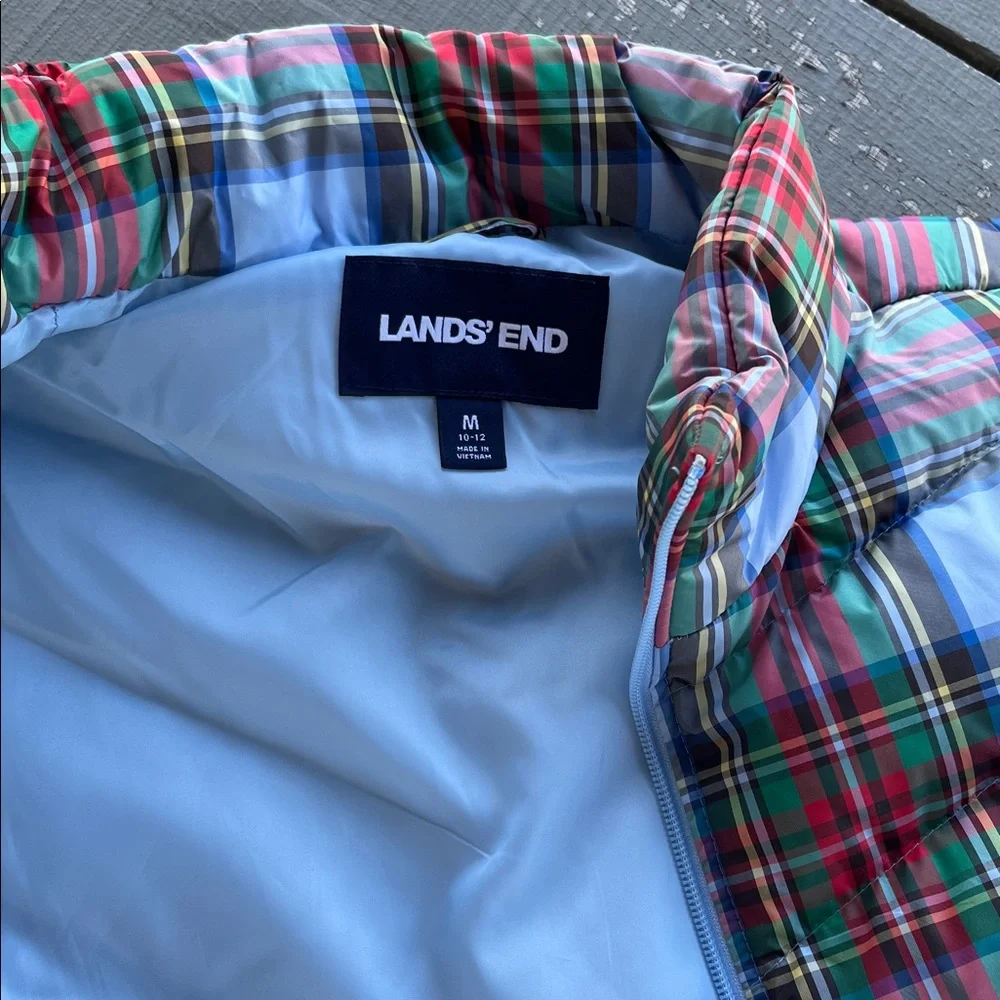 Lands' End Multicolor Plaid Vest NWOT - Picture 2 of 3